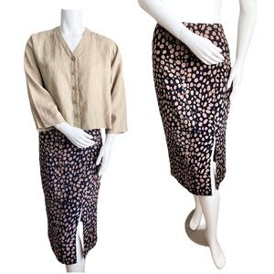VICI Leopard Animal Print Pattern Modi Skirt Side Slit Brown Black Pencil Sheath